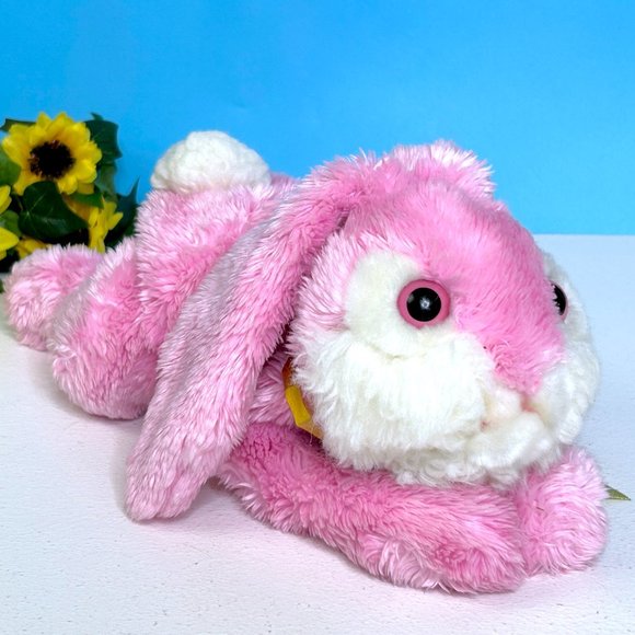 Dan Dee Floppy Pink Bunny Rabbit‎ w/Silky Bow Lovey 13" Plush Stuffed Animal Toy - Picture 4 of 5